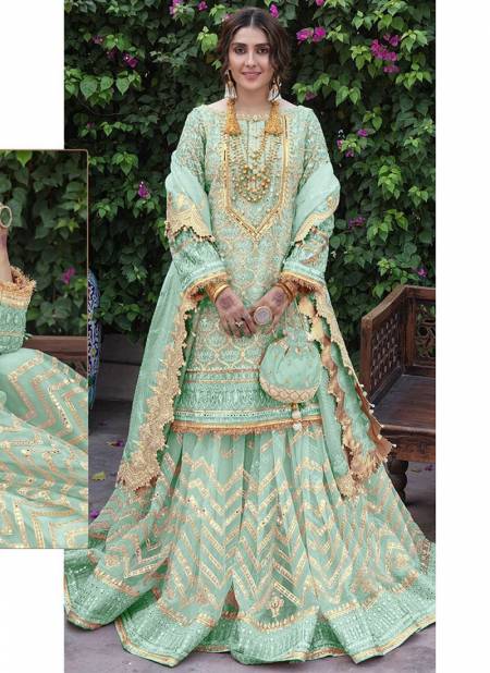 Pista Green Colour New Designer Wedding Wear Georgette Heavy Embroidery Bridal Pakistani Salwar Suit R-496 D